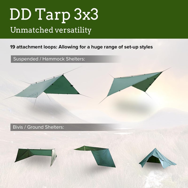 DD Hammocks - DD Tarp 3x3 - Coyote Brown (10ft x 10ft) - 100% Waterproof - Lightweight & Multifunctional Rainfly Tarp Tent Shelter for Camping & Travel Adventure - Image 4